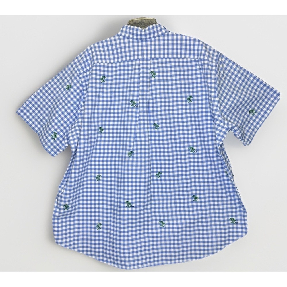 Polo Ralph Lauren Shirt Mens 2XB 2TG Blue GINGHAM Palm Tree Embroidered Oxford - Picture 4 of 10